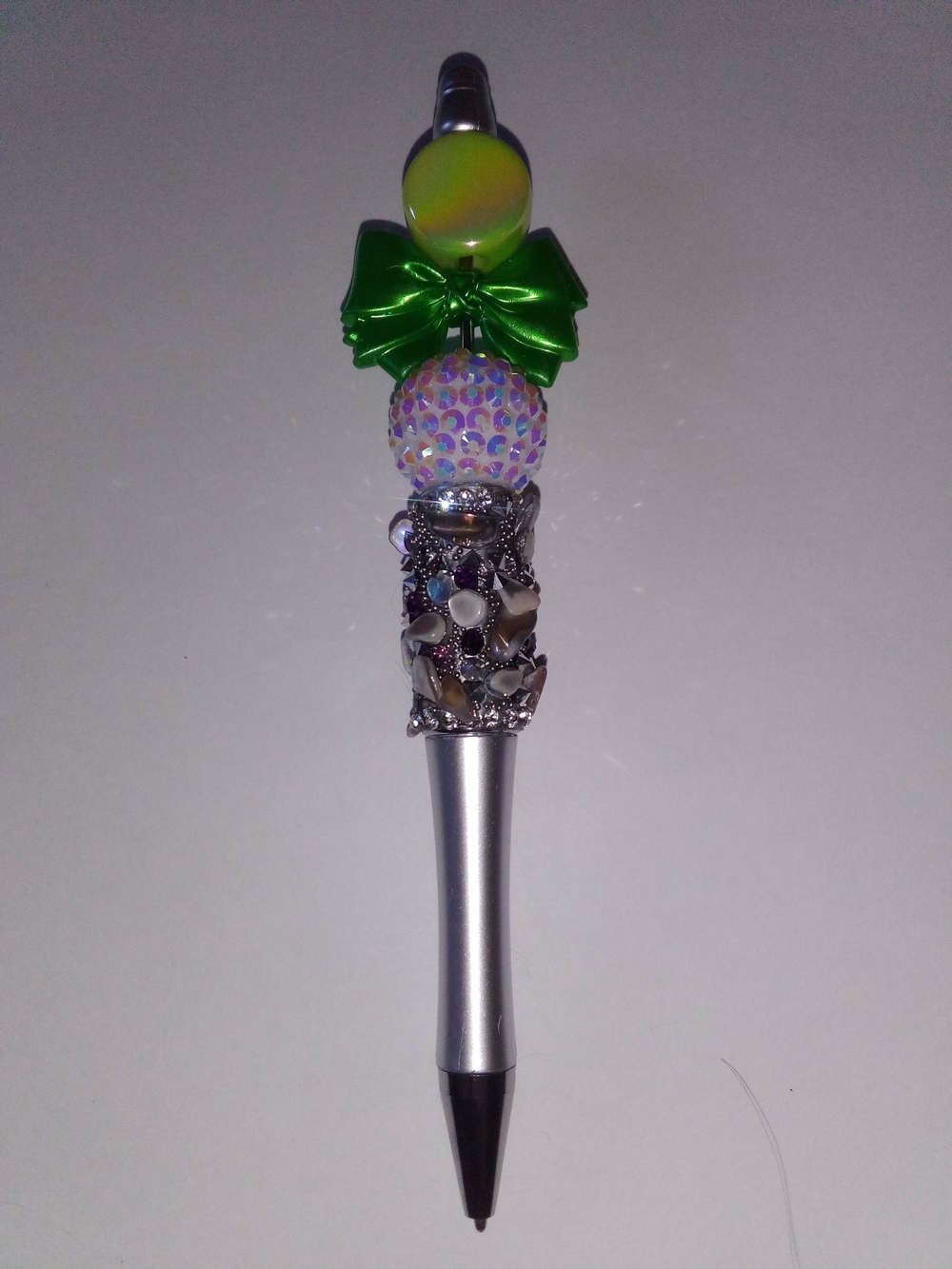 Sparkling Decorative Ballpoint Pen with Green Bow